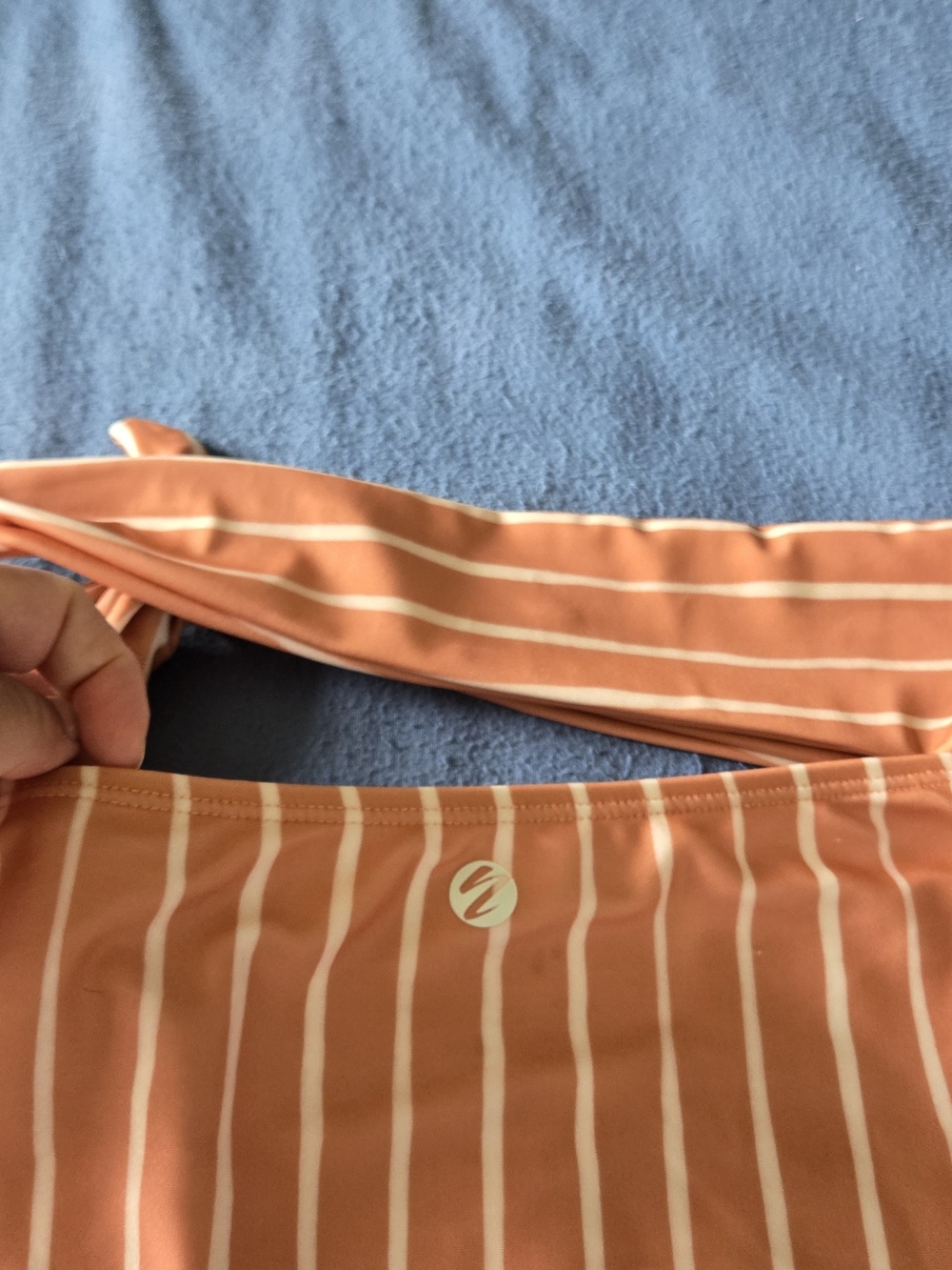 Nani Side Tie Bathing Suit In Terracotta With Stripe. Size L - Picture 12 of 13